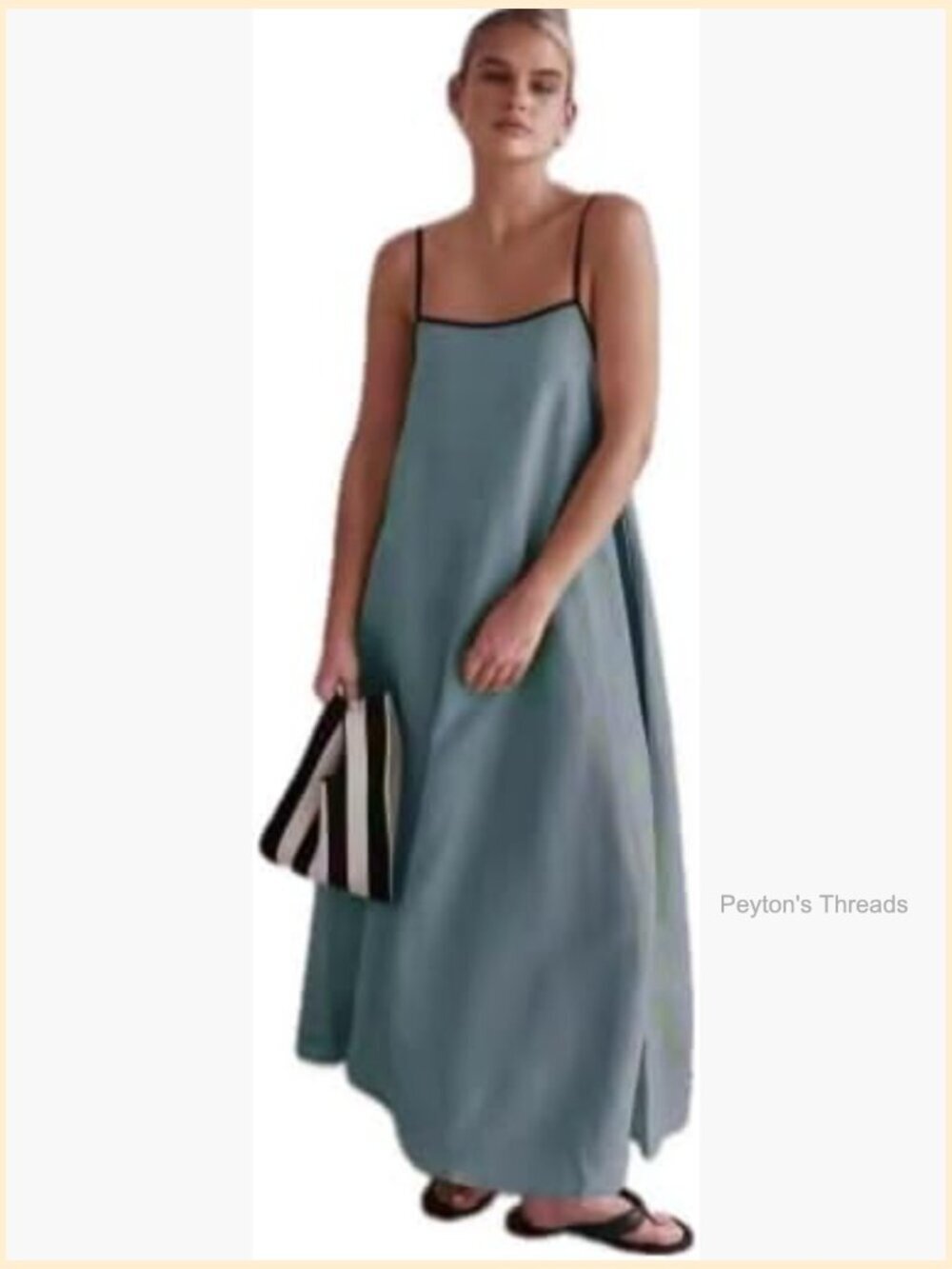 Linen Extra Long Spaghetti Strap Sleeveless Summer Dress